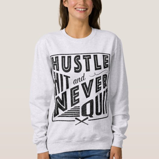 Baseball Softball Hustle Hit & Nooit stoppen Trui (Voorkant)