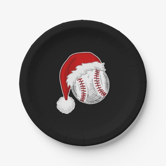 Baseball, Softball-liefhebbers - Pet met kerstkers Papieren Bordje (Voorkant)