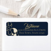 Baseball Softball Marine Blauw en Goud Adres Etiket (Insitu)