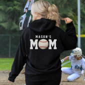 Baseball Softball Moeder Naam Kind Ouder Zwart Hoodie
