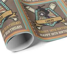 Baseball Softball Naam Leeftijd Nummer Verjaardag Cadeaupapier