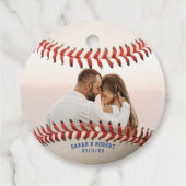 Baseball Softball Paar Foto Dank u Bedankjes Labels (Achterkant)