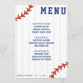 Baseball Softball Pinstripe Huwelijksreceptie Menu (Voorkant)