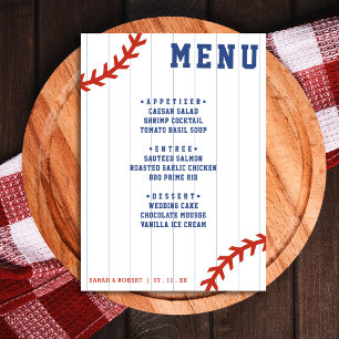 Baseball Softball Pinstripe Huwelijksreceptie Menu