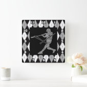 Baseball Softball Player Typografische wandklok (Huis)