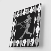 Baseball Softball Player Typografische wandklok (Hoek)