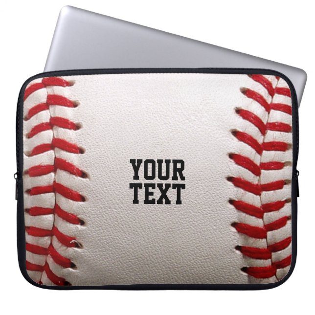 Baseball Softball Steekwerk Aangepaste Tekst Laptop Sleeve (Voorkant)