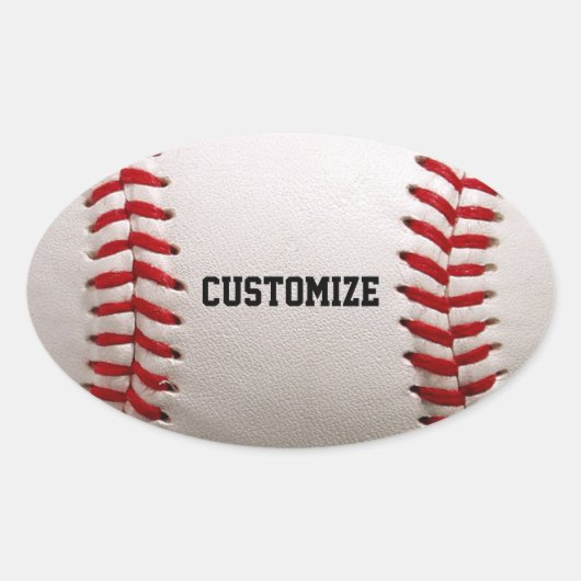 Baseball Softball Steekwerk Aangepaste Tekst Ovale Sticker (Voorkant)