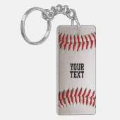 Baseball Softball Steekwerk Aangepaste Tekst Sleutelhanger (Voorkant Links)