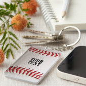 Baseball Softball Steekwerk Aangepaste Tekst Sleutelhanger (Voorkant Rechts)
