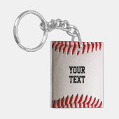 Baseball Softball Steekwerk Aangepaste Tekst Sleutelhanger (Voorkant Links)