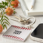 Baseball Softball Steekwerk Aangepaste Tekst Sleutelhanger (Voorkant Rechts)