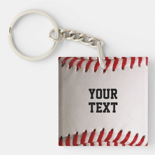 Baseball Softball Steekwerk Aangepaste Tekst Sleutelhanger (Voorkant)