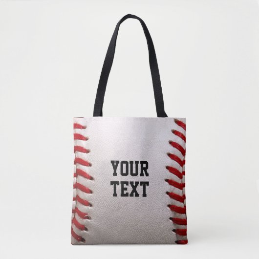 Baseball Softball Steekwerk Aangepaste Tekst Tote Bag (Voorkant)