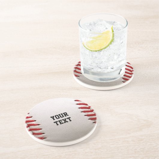 Baseball Softball Steekwerk Aangepaste Tekst Zandsteen Onderzetter (Zijkant)