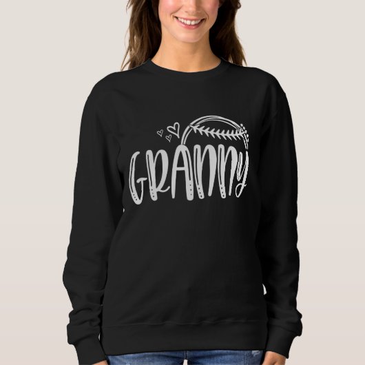 Baseball Softball Tball GRANNY Heart Game Cheer Te Trui (Voorkant)