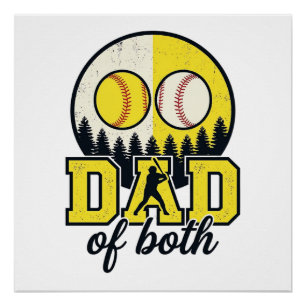Baseball Softball Vader van Beide Vintage Vector O Perfect Poster