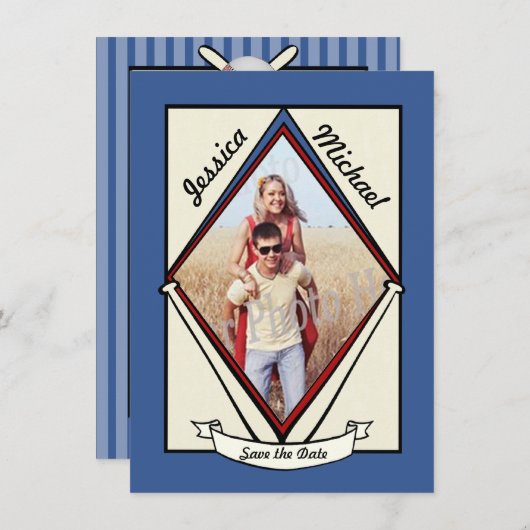 Baseball sparen de Datum Save The Date (Voorkant / Achterkant)