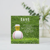 Baseball sparen de datum voor Partij met Bier Save The Date (Staand voorkant)