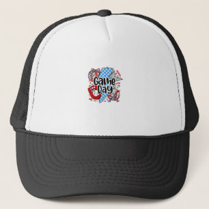 Baseball Speldag Retro Tis The Season Geruit Trucker Pet