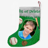 Baseball Speler Coach Softball Speler Foto Naam Kleine Kerstsok (Achterkant)