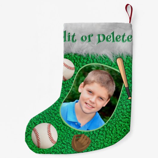 Baseball Speler Coach Softball Speler Foto Naam Kleine Kerstsok (Achterkant)