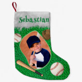 Baseball Speler Coach Softball Speler Foto Naam Kleine Kerstsok (Voorkant)