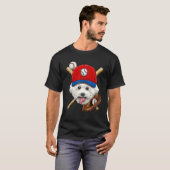 Baseball speler Coaches Bichon Frise Dog Pet Pitch T-shirt (Voorkant volledig)