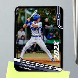 Baseball speler Custom Blauw Magneet