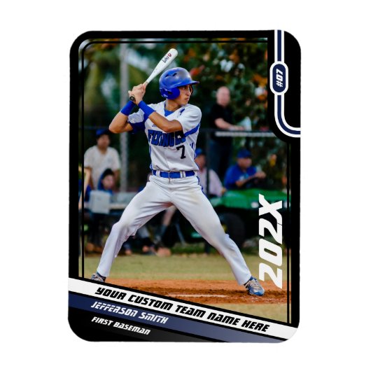 Baseball speler Custom Blauw Magneet (Verticaal)