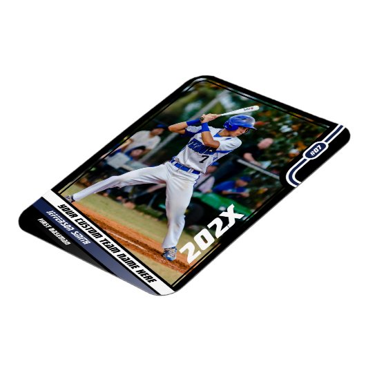 Baseball speler Custom Blauw Magneet (Linkerzijde)