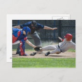 Baseball-speler die in bord glijdt briefkaart (Voorkant / Achterkant)