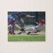 Baseball-speler die in bord glijdt legpuzzel (Horizontaal)