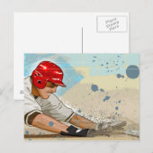 Baseball-speler die in de basis glijdt briefkaart (Voorkant / Achterkant)