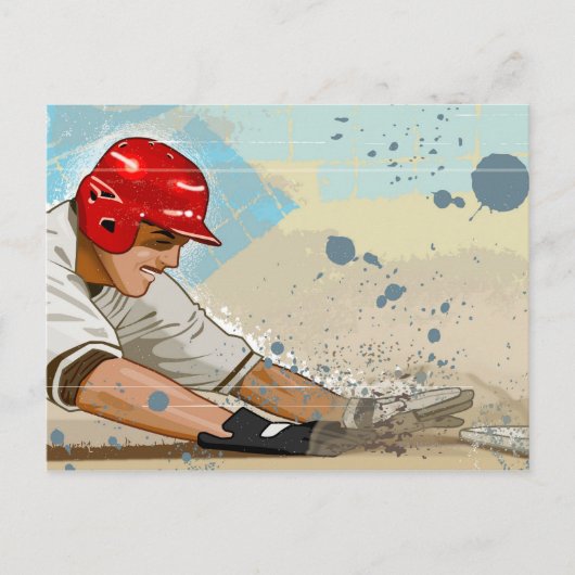 Baseball-speler die in de basis glijdt briefkaart (Voorkant)