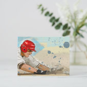 Baseball-speler die in de basis glijdt briefkaart (Staand voorkant)