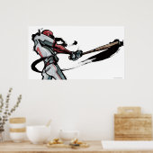 Baseball-speler die knijpende knuppel, zijdelings  poster (Keuken)