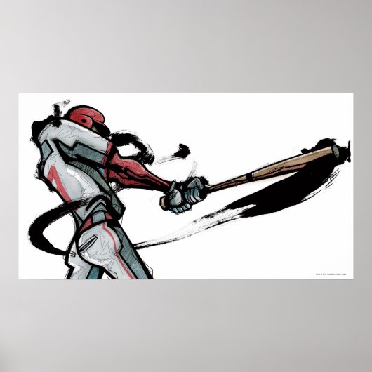 Baseball-speler die knijpende knuppel, zijdelings  poster (Voorkant)