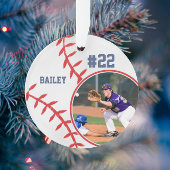 Baseball Speler Naam Nummer Foto Keepsake Ornament
