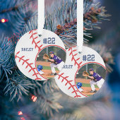 Baseball Speler Naam Nummer Foto Keepsake Ornament