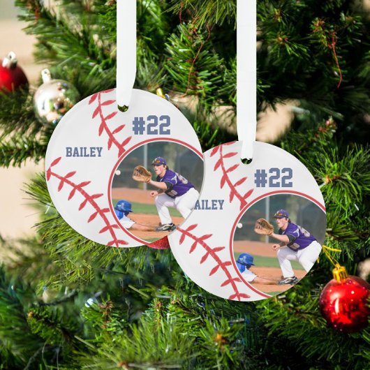 Baseball Speler Naam Nummer Foto Keepsake Ornament