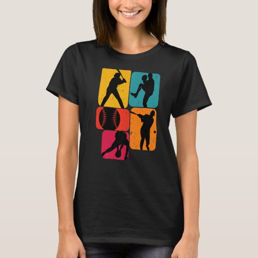Baseball-speler Retro T-shirt (Voorkant)