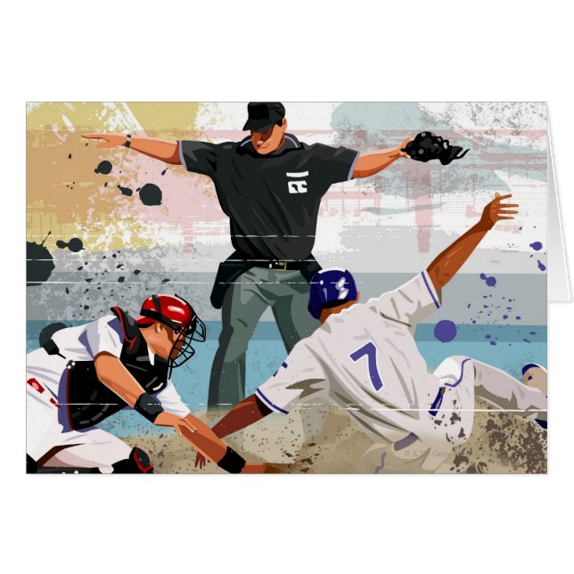 Baseball-speler veilig thuis in bord (Voorkant Horizontaal)