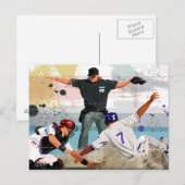 Baseball-speler veilig thuis in bord briefkaart (Voorkant / Achterkant)