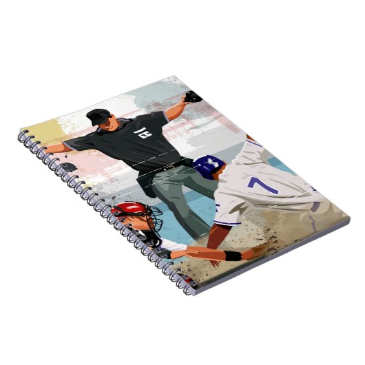 Baseball-speler veilig thuis in bord notitieboek (Rechterzijde)