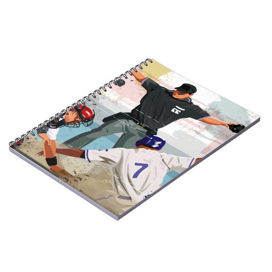 Baseball-speler veilig thuis in bord notitieboek (Linkerzijde)