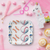 Baseball speler waterverf papier borden papieren bordje (Feest)