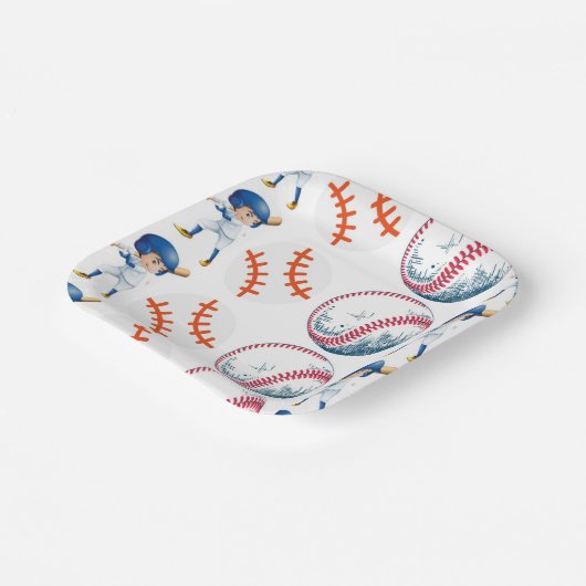 Baseball speler waterverf papier borden papieren bordje (Gebogen)