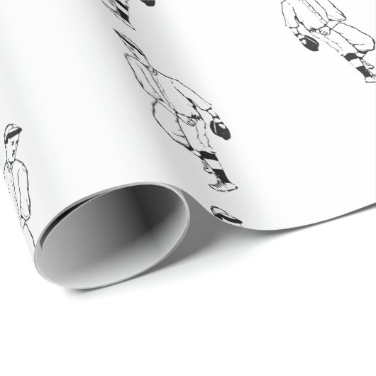 Baseball-spelers  AANGEPASTE ACHTERGRONDKLEUR Cadeaupapier (Rol Hoek)