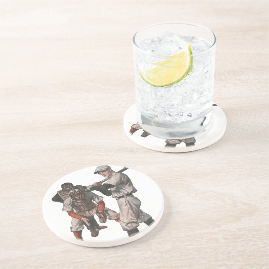  Baseball-spelers in sport Zandsteen Onderzetter (Zijkant)